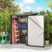 CASETTA DA GIARDINO PORTA ATTREZZI IN ACCIAIO GALVANIZZATO CON PORTA, 100X104X160 CM, GRIGIO SCURO