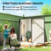 CASETTA DA GIARDINO PORTA ATTREZZI IN ACCIAIO GALVANIZZATO CON PORTA, 100X104X160 CM, GRIGIO SCURO