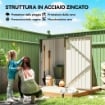 CASETTA DA GIARDINO PORTA ATTREZZI IN ACCIAIO GALVANIZZATO CON PORTA, 100X104X160 CM, MARRONE E GRIGIO SCURO