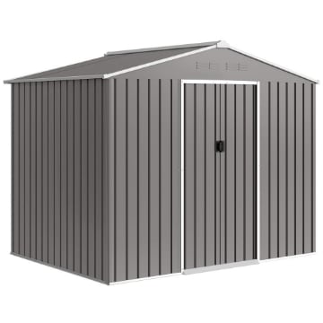 CASETTA DA GIARDINO 2.3X1.7 M IN ACCIAIO CON PRESE D'ARIA E DOPPIA PORTA SCORREVOLE, EFFETTO LEGNO