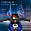 MOTO ELETTRICA PER BAMBINI 3-5 ANNI MAX. 25KG CON LUCI, MUSICA, BATTERIA 6V E VELOCITÓ 3KM/H, 86X42X52 CM BLU
