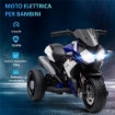 MOTO ELETTRICA PER BAMBINI 3-5 ANNI MAX. 25KG CON LUCI, MUSICA, BATTERIA 6V E VELOCITÓ 3KM/H, 86X42X52 CM BLU