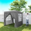 GAZEBO PIEGHEVOLE 2X2 M CON 4 PARETI RIMOVIBILI IN METALLO E POLIESTERE, GRIGIO