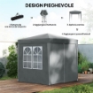 GAZEBO PIEGHEVOLE 2X2 M CON 4 PARETI RIMOVIBILI IN METALLO E POLIESTERE, GRIGIO