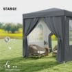 GAZEBO PIEGHEVOLE 2X2 M CON 4 PARETI RIMOVIBILI IN METALLO E POLIESTERE, GRIGIO