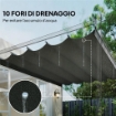 TETTUCCIO DI RICAMBIO PER GAZEBO 4X3 M CON 10 FORI DI DRENAGGIO, GRIGIO CHIARO