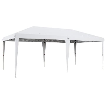 GAZEBO DA GIARDINO POP-UP 6X3 M PIEGHEVOLE, TENDONE PER FESTE CON SACCA DI TRASPORTO, BIANCO