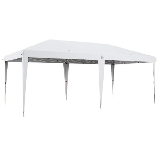 GAZEBO DA GIARDINO POP-UP 6X3 M PIEGHEVOLE, TENDONE PER FESTE CON SACCA DI TRASPORTO, BIANCO