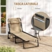 SDRAIO DA GIARDINO PIEGHEVOLE CON SCHIENALE RECLINABILE SU 5 POSIZIONI E CUSCINO, 185X58X30CM, BEIGE