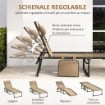 SDRAIO DA GIARDINO PIEGHEVOLE CON SCHIENALE RECLINABILE SU 5 POSIZIONI E CUSCINO, 185X58X30CM, BEIGE