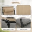 SDRAIO DA GIARDINO PIEGHEVOLE CON SCHIENALE RECLINABILE SU 5 POSIZIONI E CUSCINO, 185X58X30CM, BEIGE
