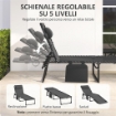SDRAIO DA GIARDINO PIEGHEVOLE CON SCHIENALE RECLINABILE SU 5 POSIZIONI E CUSCINO, 185X58X30CM, NERO