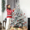 ALBERO DI NATALE INNEVATO ALTO 180 CM CON RAMI REALISTICI E BASE IN METALLO PIEGHEVOLE