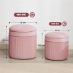 SET 2 POUF POGGIAPIEDI ROTONDI IMPILABILI E IMBOTTITI CON RIVESTIMENTO IN VELLUTO, CONTENITORE DA 34.8L, ROSA