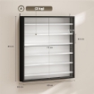 BACHECA PORTAOGGETTI A 5 RIPIANI REGOLABILI IN LEGNO CON ANTE IN VETRO, 80X9.5X83 CM, BIANCO E NERO