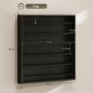 BACHECA PORTAOGGETTI A 6 RIPIANI REGOLABILI IN LEGNO CON ANTE IN VETRO, 80X9.5X83 CM, NERO