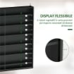 BACHECA PORTAOGGETTI A 6 RIPIANI REGOLABILI IN LEGNO CON ANTE IN VETRO, 80X9.5X83 CM, NERO