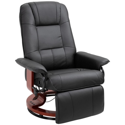 POLTRONA RELAX RECLINABILE MANUALMENTE FINO 145° CON POGGIAPIEDI E RIVESTIMENTO IN FINTA PELLE, NERO