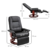 POLTRONA RELAX RECLINABILE MANUALMENTE FINO 145° CON POGGIAPIEDI E RIVESTIMENTO IN FINTA PELLE, NERO