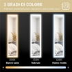 SPECCHIO ILLUMINATO CON LUCI LED REGOLABILI E PULSANTE TOUCH, IN VETRO E MDF, 40X5X160 CM, BIANCO