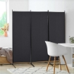 PARAVENTO SEPARÈ DA INTERNO A 3 PANNELLI PIEGHEVOLE IN METALLO E POLIESTERE, 253X50X182 CM, NERO