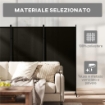 PARAVENTO SEPARÈ DA INTERNO A 3 PANNELLI PIEGHEVOLE IN METALLO E POLIESTERE, 253X50X182 CM, NERO