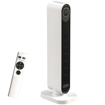 TERMOVENTILATORE IN ABS DA 2000W CON TELECOMANDO, OSCILLAZIONE E TIMER, 30X22X82.5 CM, BIANCO