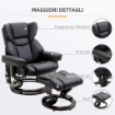 POLTRONA RELAX CON POUF POGGIAPIEDI E FUNZIONE MASSAGGIO, RECLINABILE A 145¦ E GIREVOLE A 360¦, NERO