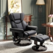 POLTRONA RELAX CON POUF POGGIAPIEDI E FUNZIONE MASSAGGIO, RECLINABILE A 145¦ E GIREVOLE A 360¦, NERO
