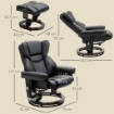 POLTRONA RELAX CON POUF POGGIAPIEDI E FUNZIONE MASSAGGIO, RECLINABILE A 145¦ E GIREVOLE A 360¦, NERO