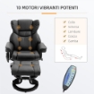 POLTRONA RELAX CON POUF POGGIAPIEDI E FUNZIONE MASSAGGIO, RECLINABILE A 145¦ E GIREVOLE A 360¦, NERO