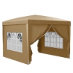 GAZEBO DA ESTERNO 3X3 M PIEGHEVOLE CON 4 PANNELLI LATERALI, IN ACCIAIO E TESSUTO OXFORD CACHI