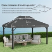 COPERTURA PER GAZEBO DA GIARDINO 3X4 M A 2 LIVELLI IN TESSUTO OXFORD 600D CON FORI DI DRENAGGIO, GRIGIO SCURO