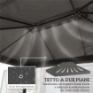 COPERTURA PER GAZEBO DA GIARDINO 3X4 M A 2 LIVELLI IN TESSUTO OXFORD 600D CON FORI DI DRENAGGIO, GRIGIO SCURO