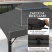 COPERTURA PER GAZEBO DA GIARDINO 3X4 M A 2 LIVELLI IN TESSUTO OXFORD 600D CON FORI DI DRENAGGIO, GRIGIO SCURO