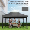 COPERTURA PER GAZEBO DA GIARDINO 3X4 M A 2 LIVELLI IN TESSUTO OXFORD 600D CON FORI DI DRENAGGIO, GRIGIO SCURO