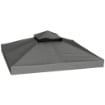 COPERTURA PER GAZEBO DA GIARDINO 3X3M UPF30+ A 2 LIVELLI IN POLIESTERE GRIGIO SCURO