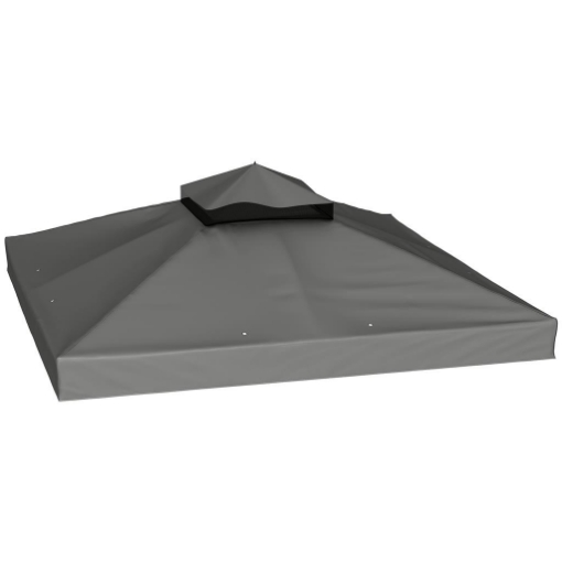 COPERTURA PER GAZEBO DA GIARDINO 3X3M UPF30+ A 2 LIVELLI IN POLIESTERE GRIGIO SCURO