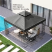 COPERTURA PER GAZEBO DA GIARDINO 3X3M UPF30+ A 2 LIVELLI IN POLIESTERE GRIGIO SCURO