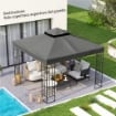 COPERTURA PER GAZEBO DA GIARDINO 3X3M UPF30+ A 2 LIVELLI IN POLIESTERE GRIGIO SCURO