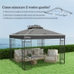COPERTURA PER GAZEBO DA GIARDINO 3X3M UPF30+ A 2 LIVELLI IN POLIESTERE GRIGIO SCURO