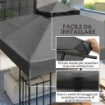 COPERTURA PER GAZEBO DA GIARDINO 3X3M UPF30+ A 2 LIVELLI IN POLIESTERE GRIGIO SCURO