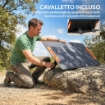 CARICABATTERIA SOLARE 100W PIEGHEVOLE CON ATTACCO USB-A E USB-C PER RICARICA RAPIDA, IP67, NERO