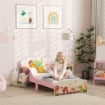 LETTINO PER BAMBINI 3+ ANNI IN LEGNO CON BORDI RIALZATI E SPONDE DI SICUREZZA, 143X77X60 CM, ROSA