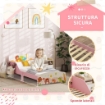 LETTINO PER BAMBINI 3+ ANNI IN LEGNO CON BORDI RIALZATI E SPONDE DI SICUREZZA, 143X77X60 CM, ROSA