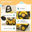 ESCAVATORE PER BAMBINI CON BENNA E SPAZIO CONTENITORE A SCOMPARSA, IN PP E ABS, 80X26.5X39 CM, GIALLO E NERO