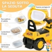 ESCAVATORE PER BAMBINI CON BENNA E SPAZIO CONTENITORE A SCOMPARSA, IN PP E ABS, 80X26.5X39 CM, GIALLO E NERO