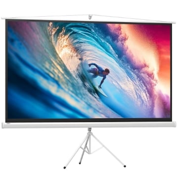 TELO PROIETTORE PIEGHEVOLE DA 100" FORMATO 16:9 CON TREPPIEDE REGOLABILE, 235.8X8X136 CM, BIANCO