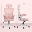 SEDIA DA UFFICIO REGOLABILE E RECLINABILE CON POGGIATESTA RIMOVIBILE, IN TESSUTO A RETE, 60X59X114-122 CM, ROSA