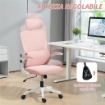 SEDIA DA UFFICIO REGOLABILE E RECLINABILE CON POGGIATESTA RIMOVIBILE, IN TESSUTO A RETE, 60X59X114-122 CM, ROSA